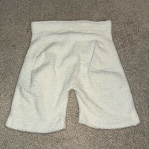 Gymshark x Whitney Simmons White Fuzzy lounge shorts